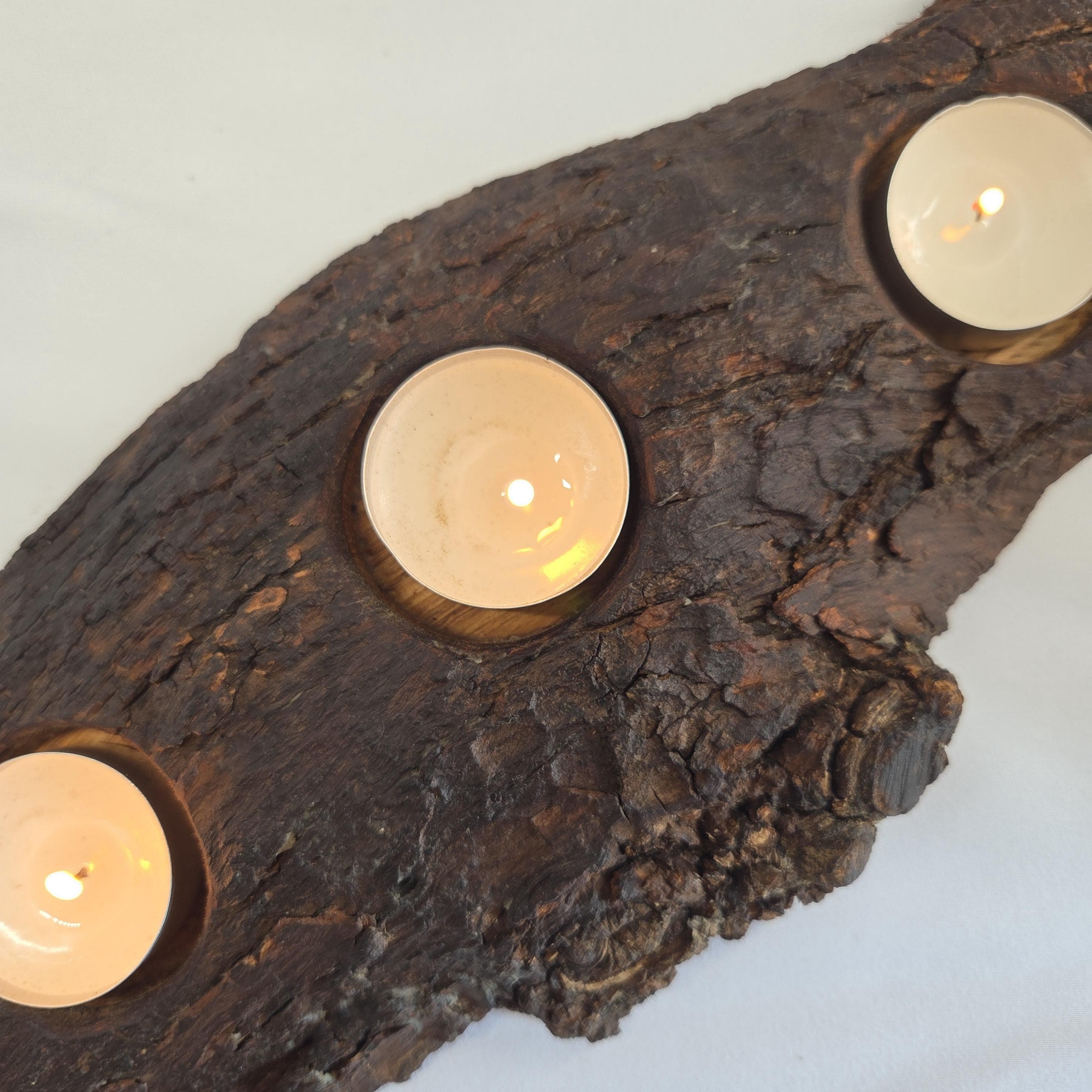 Storm-Fallen Oak 3 Tealight Holder, made in Wotton-under-Edge, Gloucestershire, by Bough & Burrow - View 4