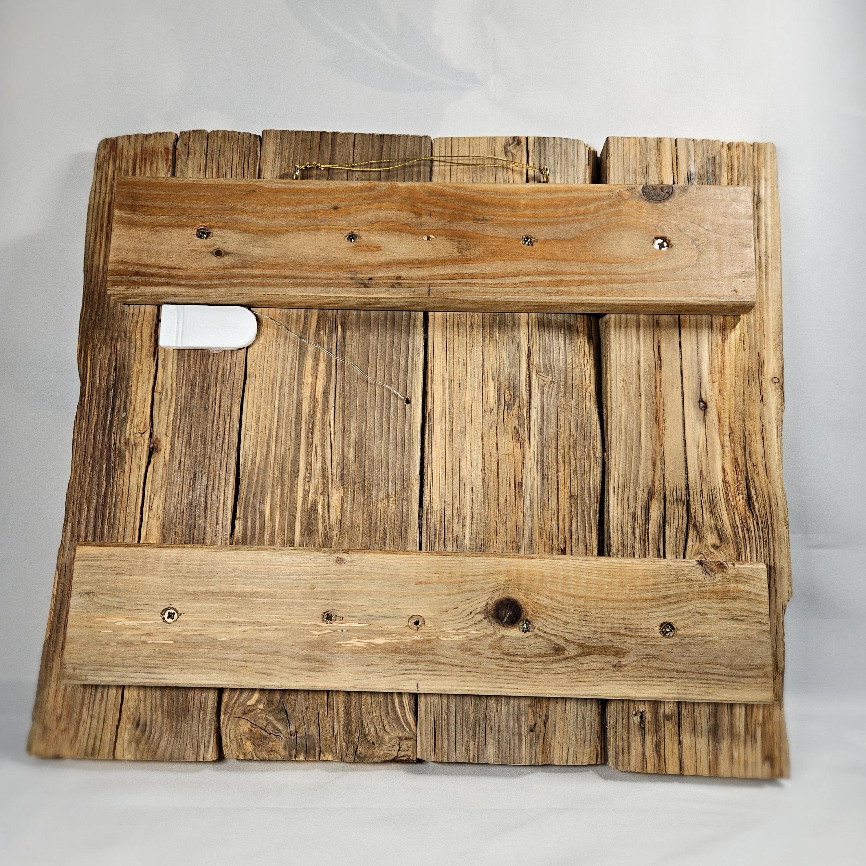 Wood Slice Heart with Fairy Lights & Pyrography, Mixed native species, made in Wotton-under-Edge, Gloucestershire, by Bough & Burrow - View 10