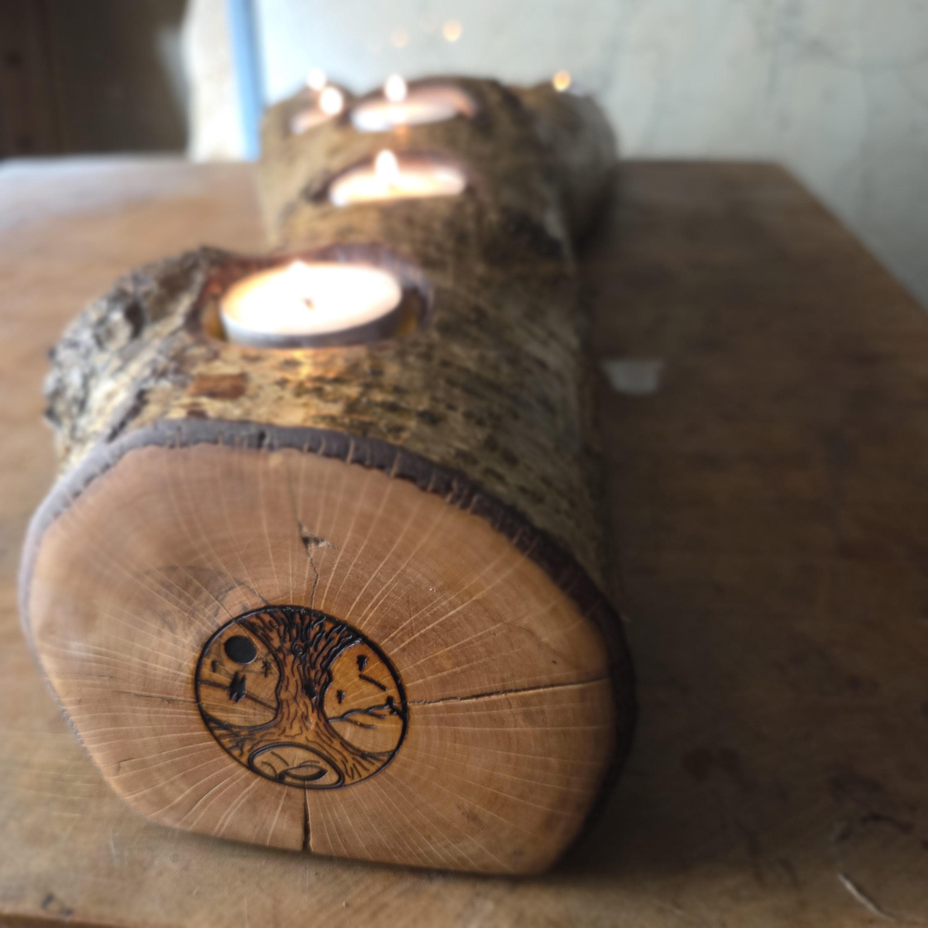 Rustic Forked Hazel Tealight Holder with Fairy Lights, Hazel, made in Wotton-under-Edge, Gloucestershire, by Bough & Burrow - View 3