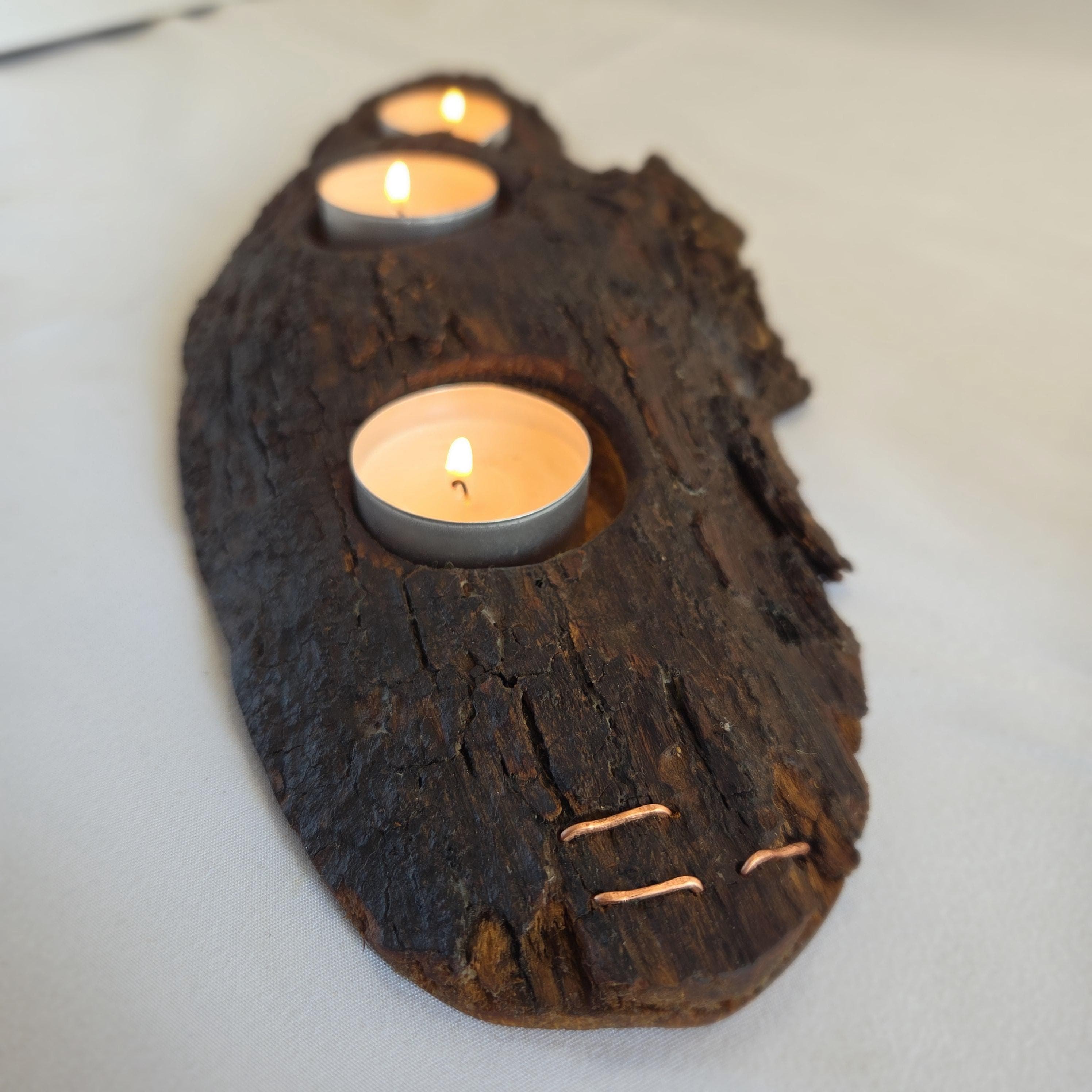 Storm-Fallen Oak 3 Tealight Holder, made in Wotton-under-Edge, Gloucestershire, by Bough & Burrow - View 6