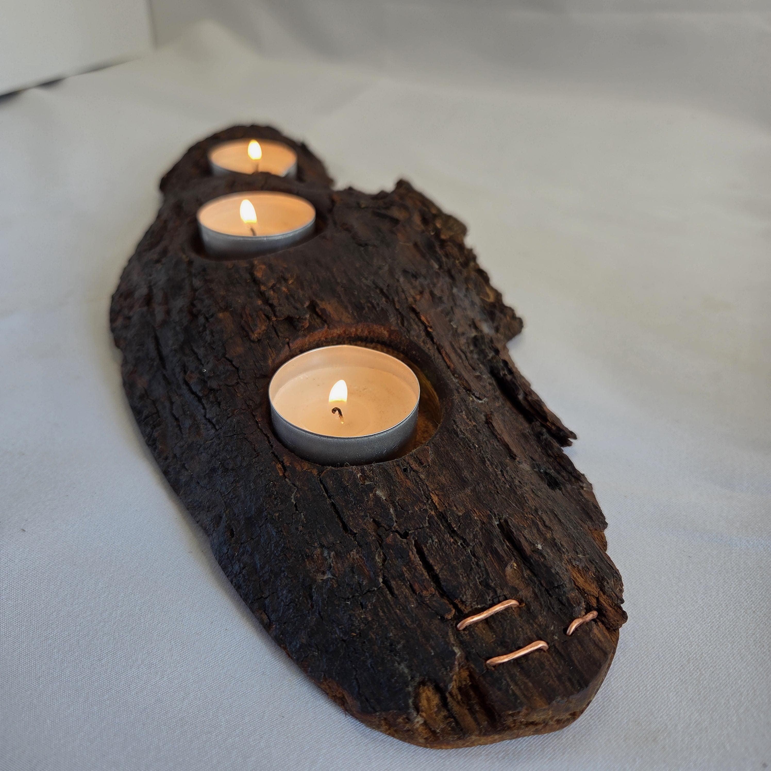 Storm-Fallen Oak 3 Tealight Holder, made in Wotton-under-Edge, Gloucestershire, by Bough & Burrow - View 5