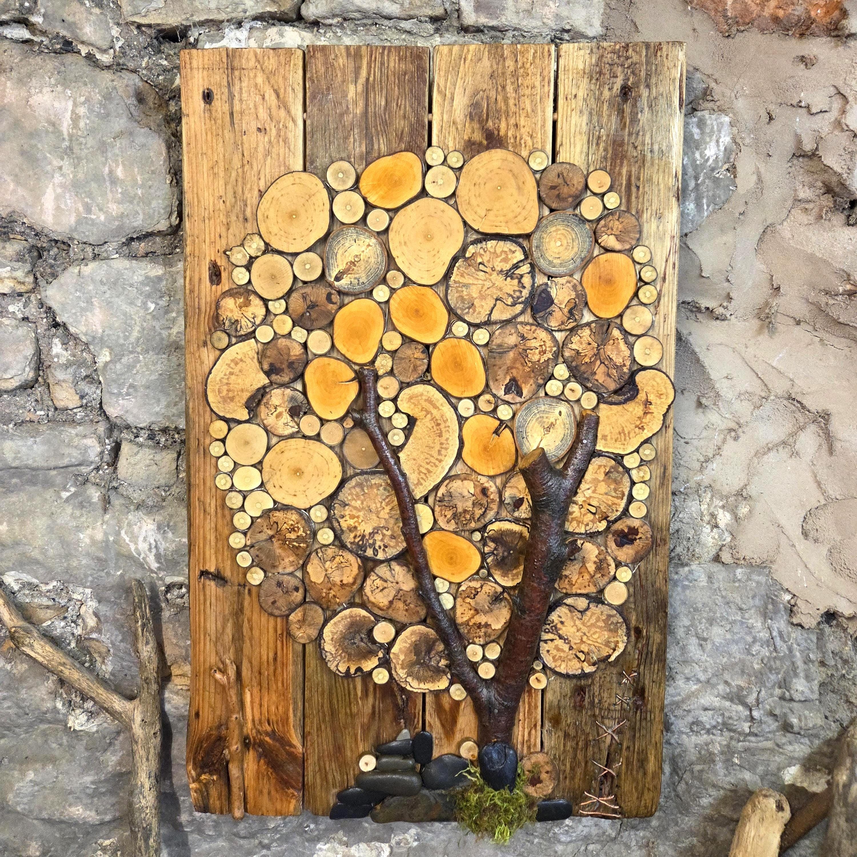 Rustic Wood Slice Wall Art, made in Wotton-under-Edge, Gloucestershire, by Bough & Burrow