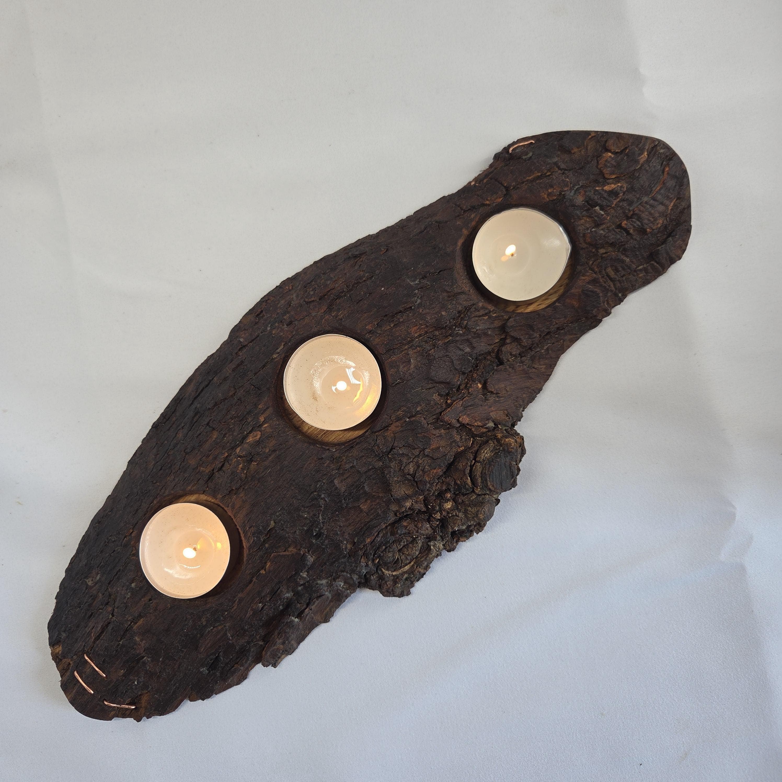 Storm-Fallen Oak 3 Tealight Holder, made in Wotton-under-Edge, Gloucestershire, by Bough & Burrow - View 3