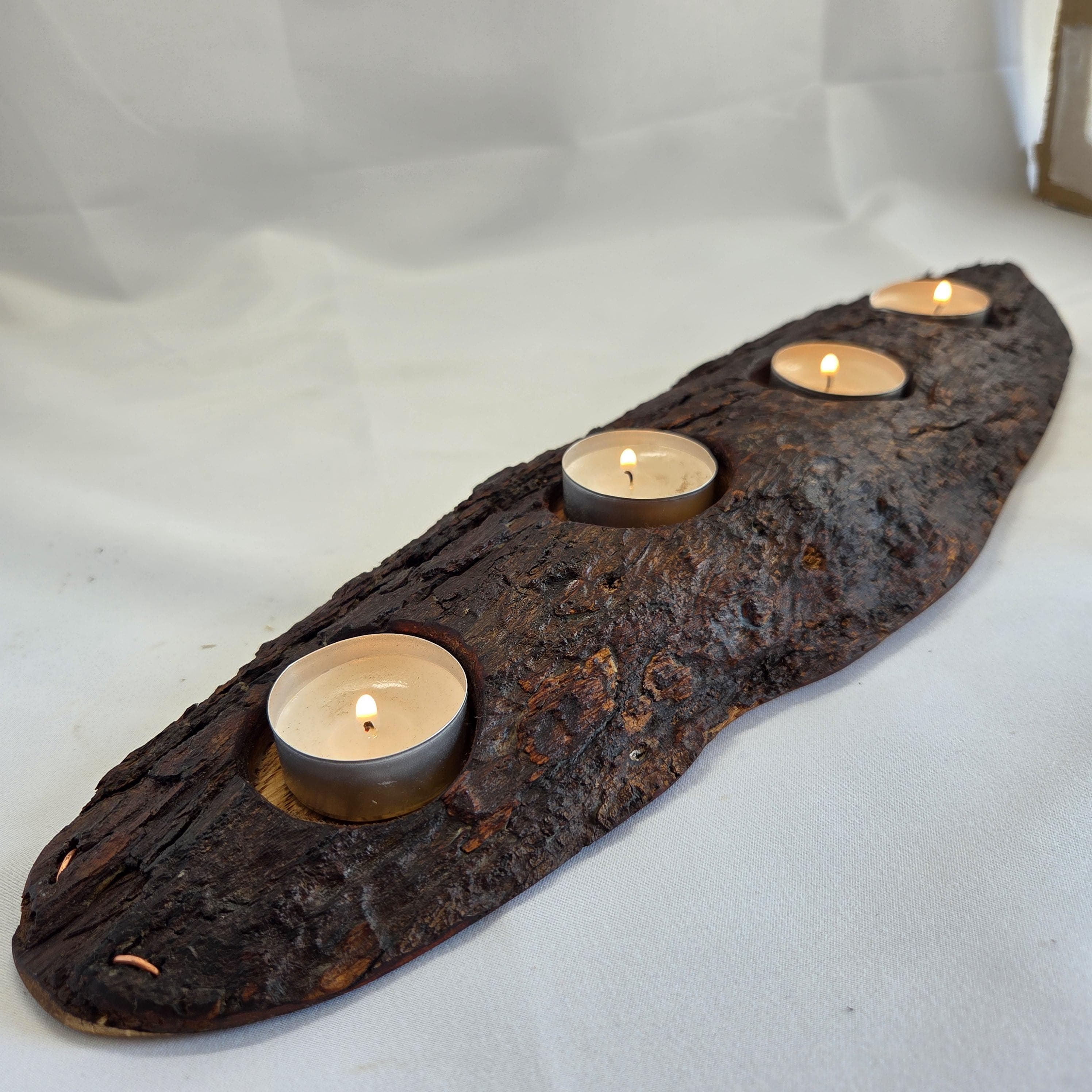 Storm-Fallen Oak 4 Tealight Holder, made in Wotton-under-Edge, Gloucestershire, by Bough & Burrow