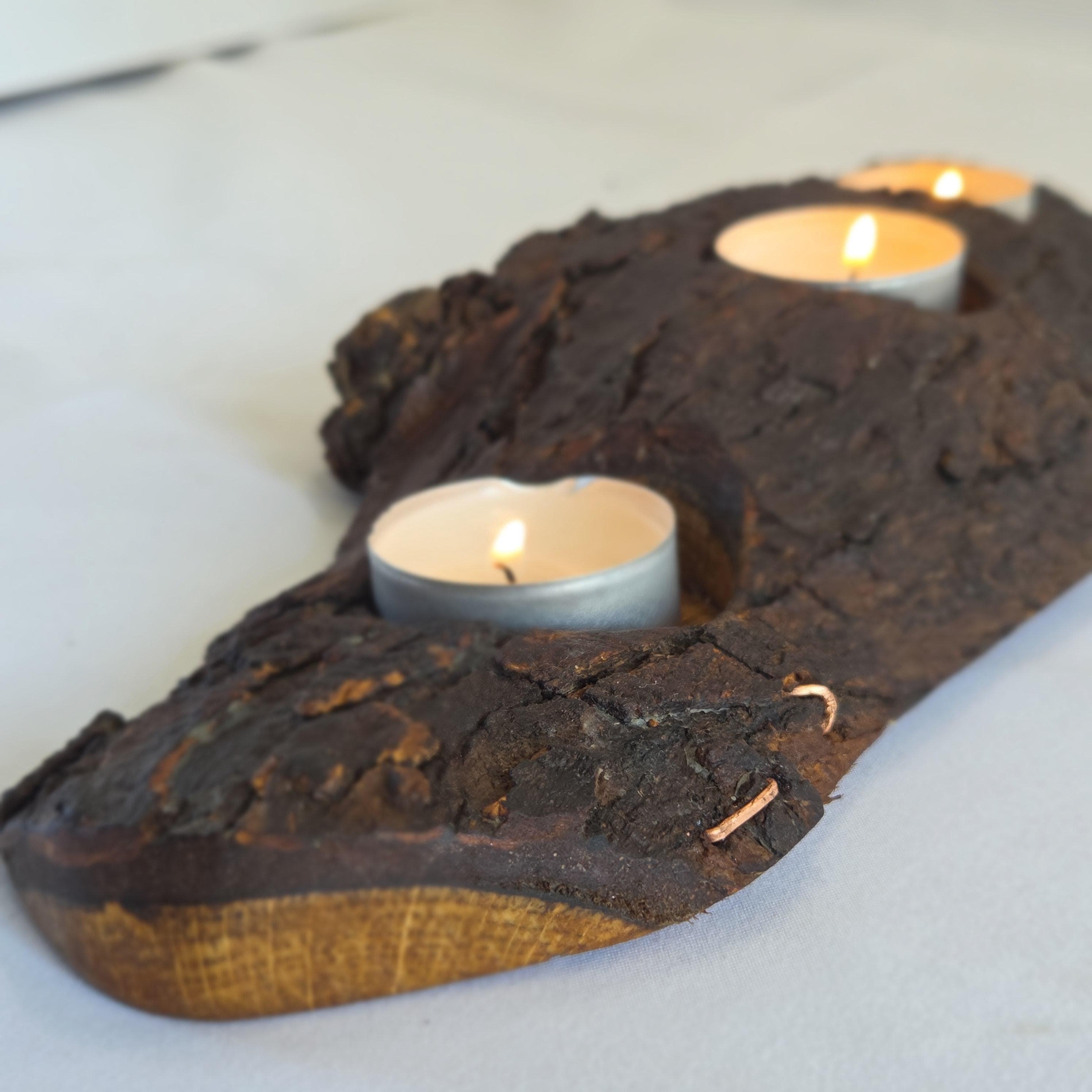 Storm-Fallen Oak 3 Tealight Holder, made in Wotton-under-Edge, Gloucestershire, by Bough & Burrow - View 9