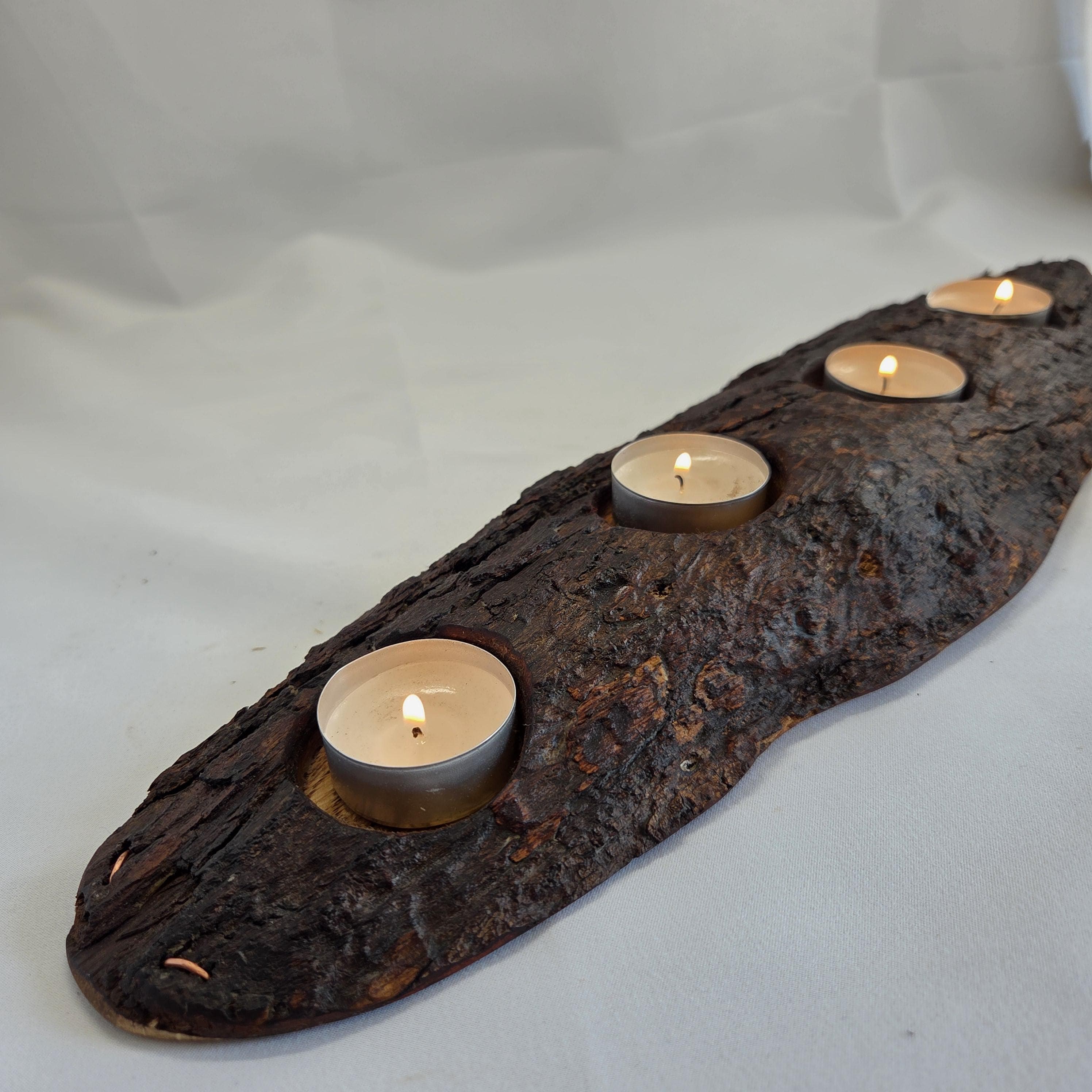 Storm-Fallen Oak 4 Tealight Holder, made in Wotton-under-Edge, Gloucestershire, by Bough & Burrow - View 5