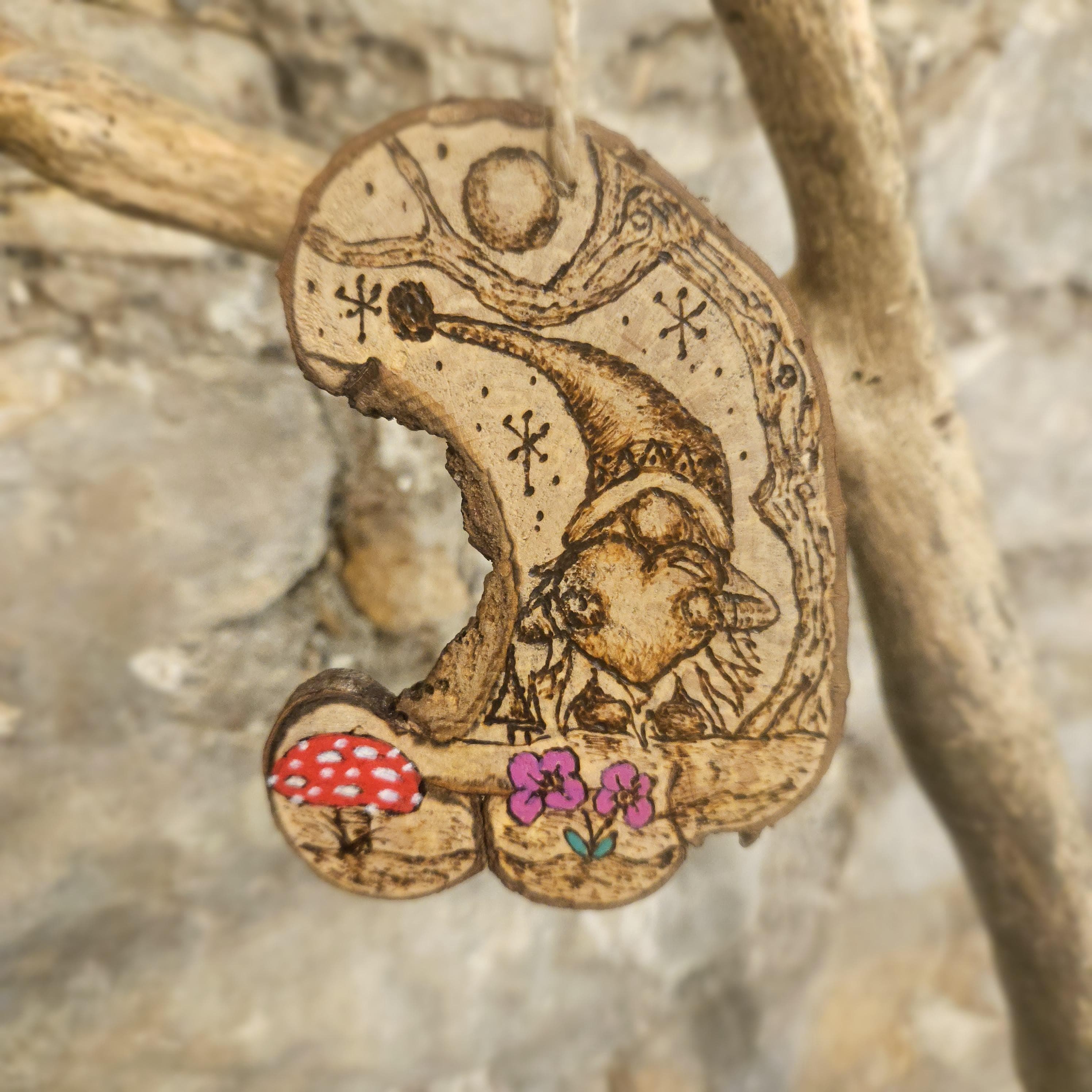 Hazel Wood Keepsake: Woodland Gonk with Heart, Hazel, Hazel, made in Wotton-under-Edge, Gloucestershire, by Bough & Burrow