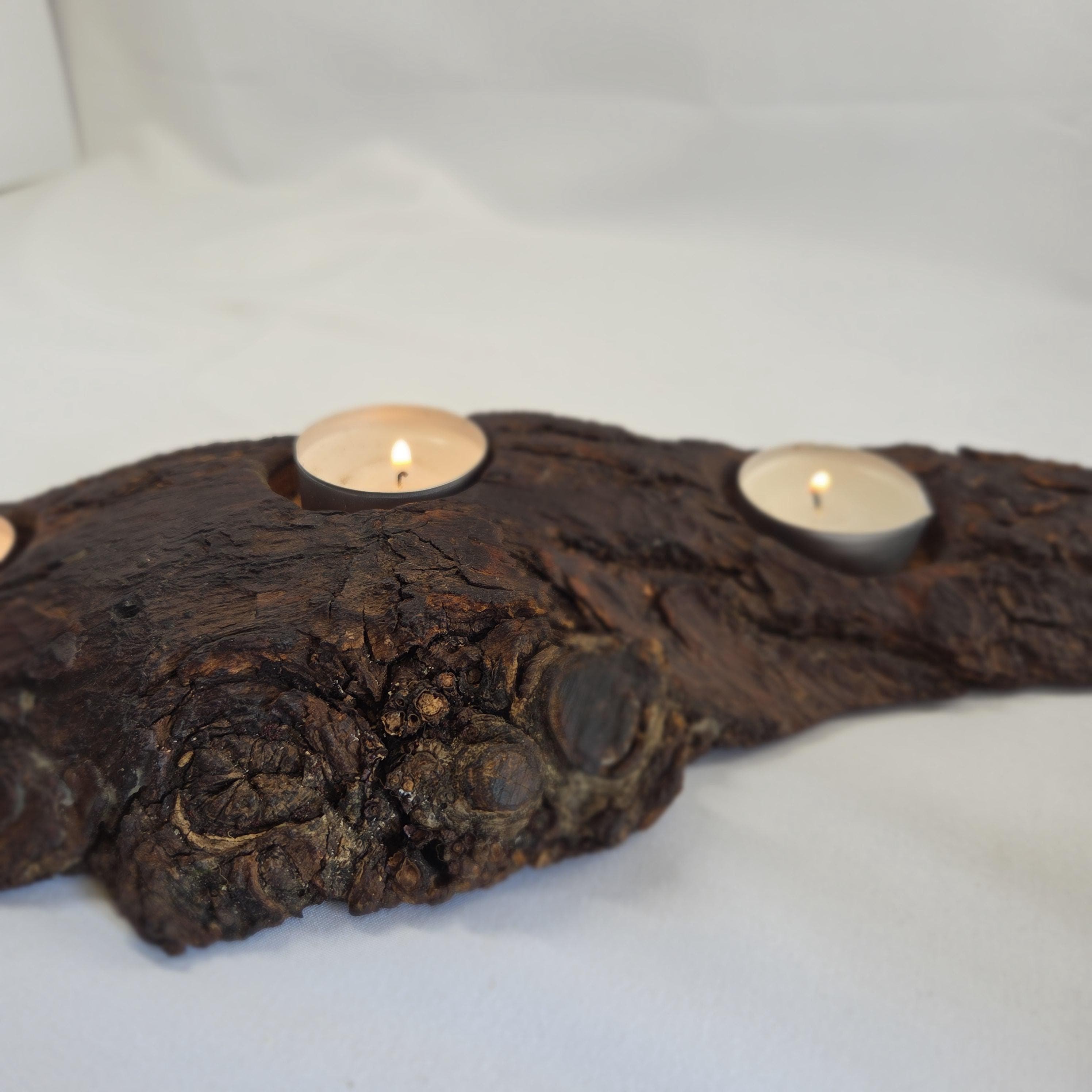 Storm-Fallen Oak 3 Tealight Holder, made in Wotton-under-Edge, Gloucestershire, by Bough & Burrow - View 2