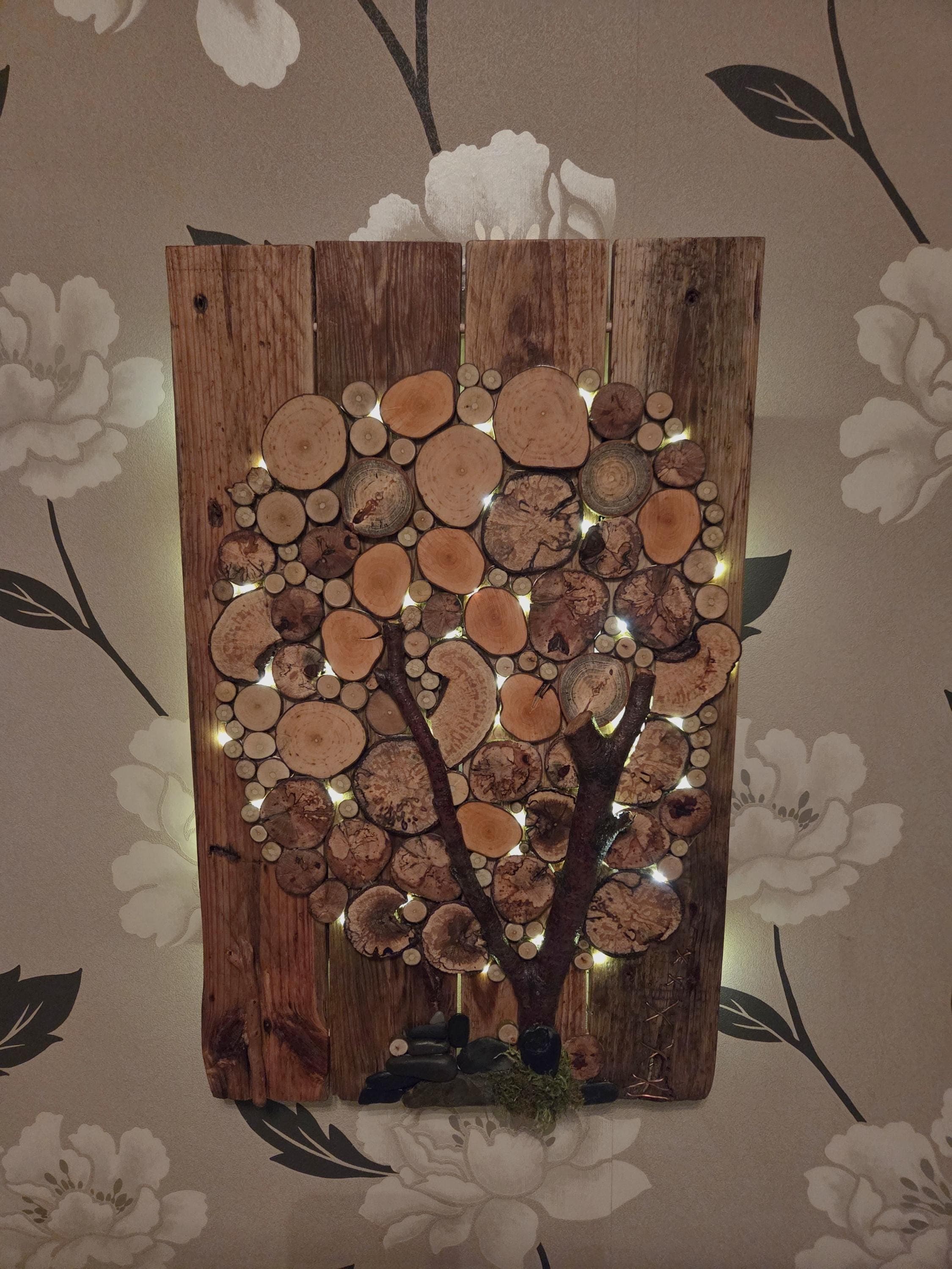 Rustic Wood Slice Wall Art, made in Wotton-under-Edge, Gloucestershire, by Bough & Burrow - View 2
