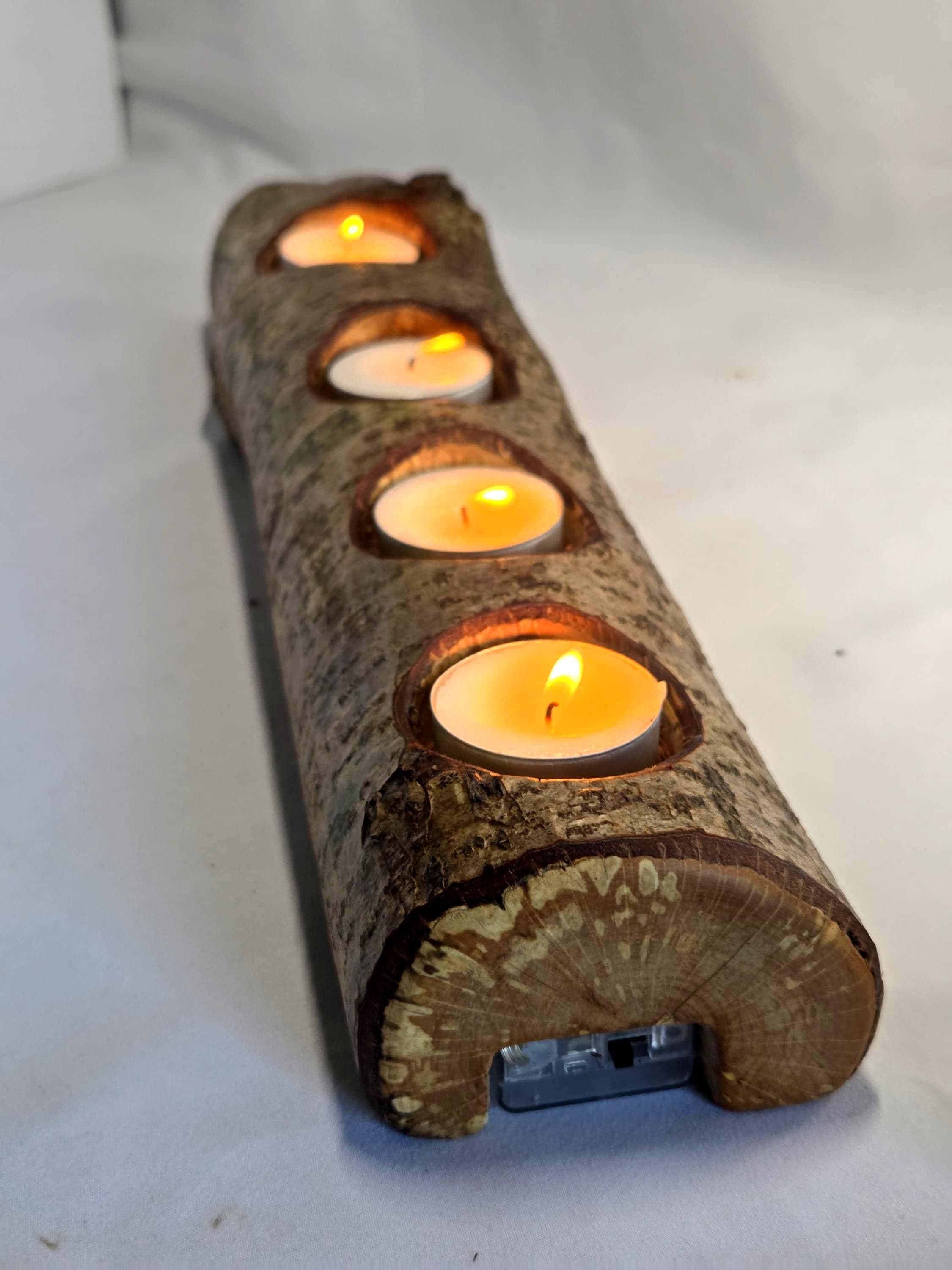 Rustic Tealight Holder with Fairy Lights, made in Wotton-under-Edge, Gloucestershire, by Bough & Burrow
