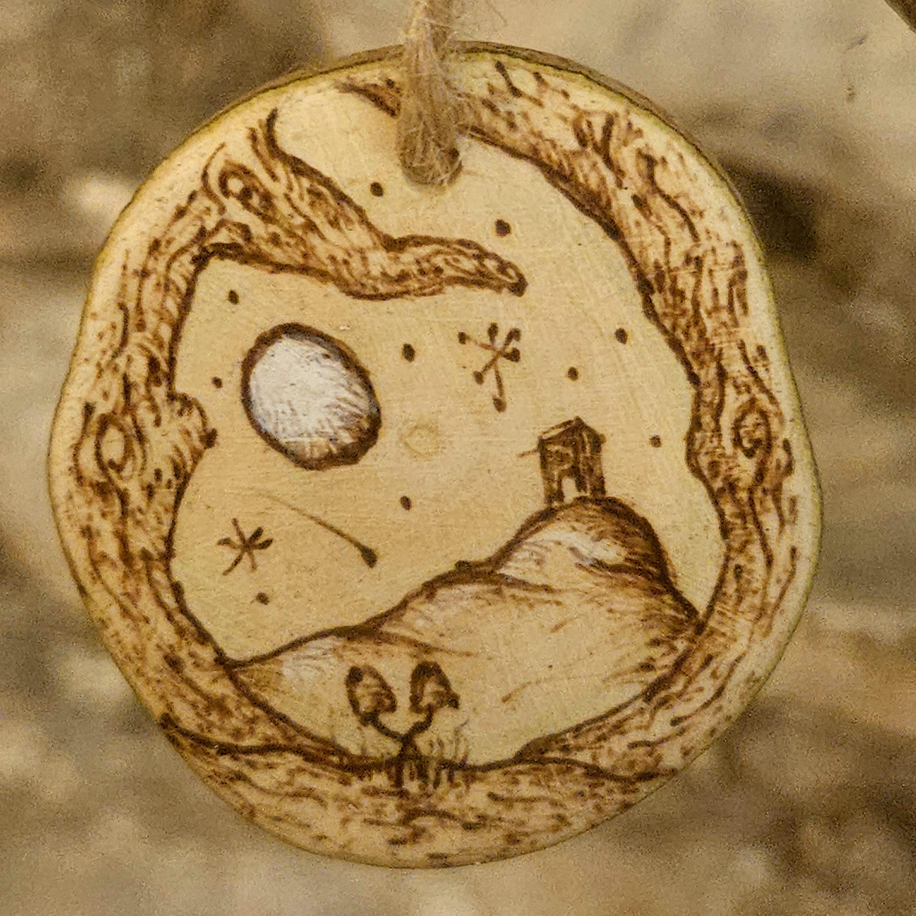 Wood Slice Art Spring Gonk / Gnome & Flowers Wooden Keepsake with Whimsical Landscape, made in Wotton-under-Edge, Gloucestershire, by Bough & Burrow - View 2