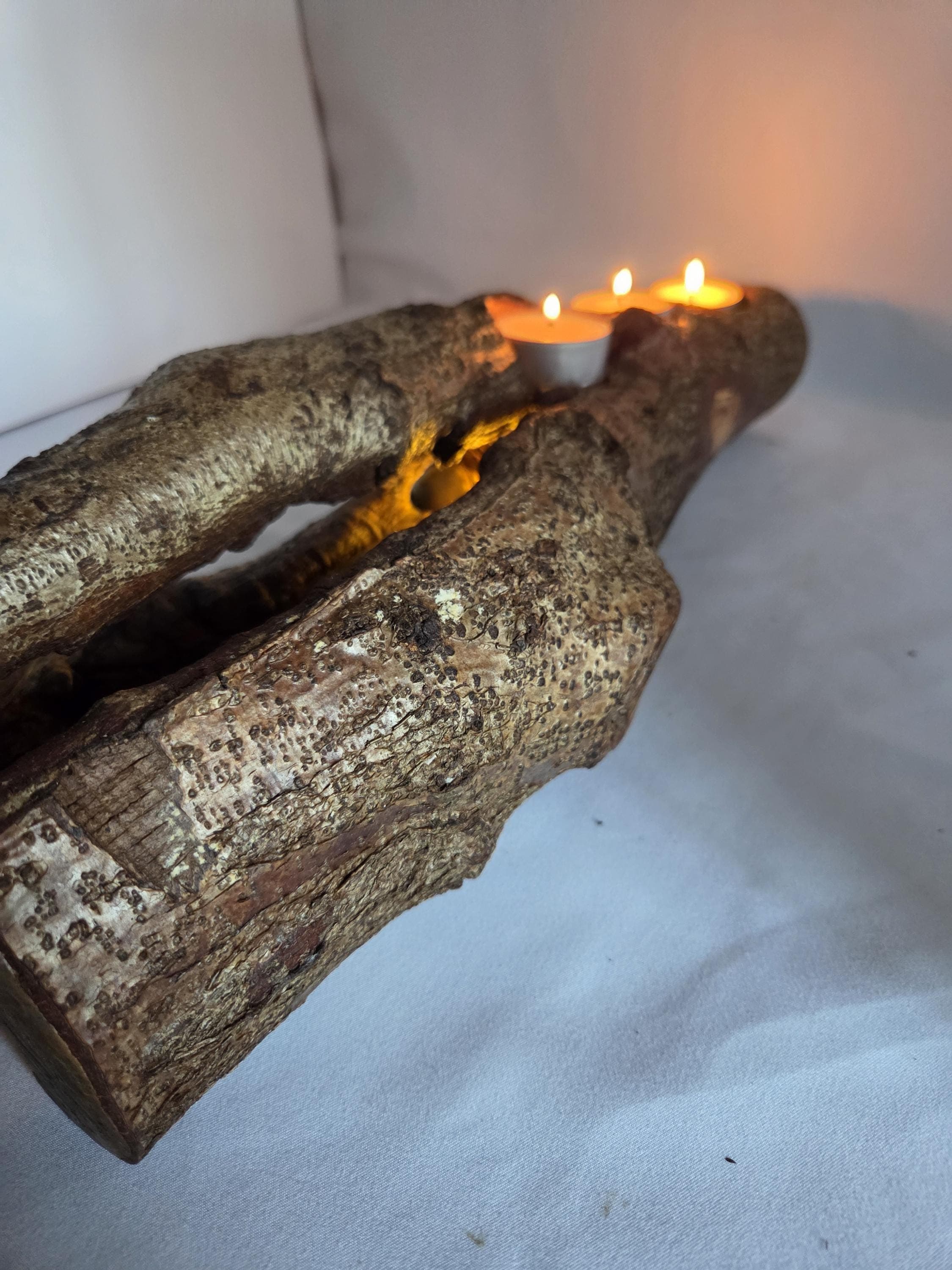 Tealight Holder with Fairy Lights , Hazel, made in Wotton-under-Edge, Gloucestershire, by Bough & Burrow - View 5