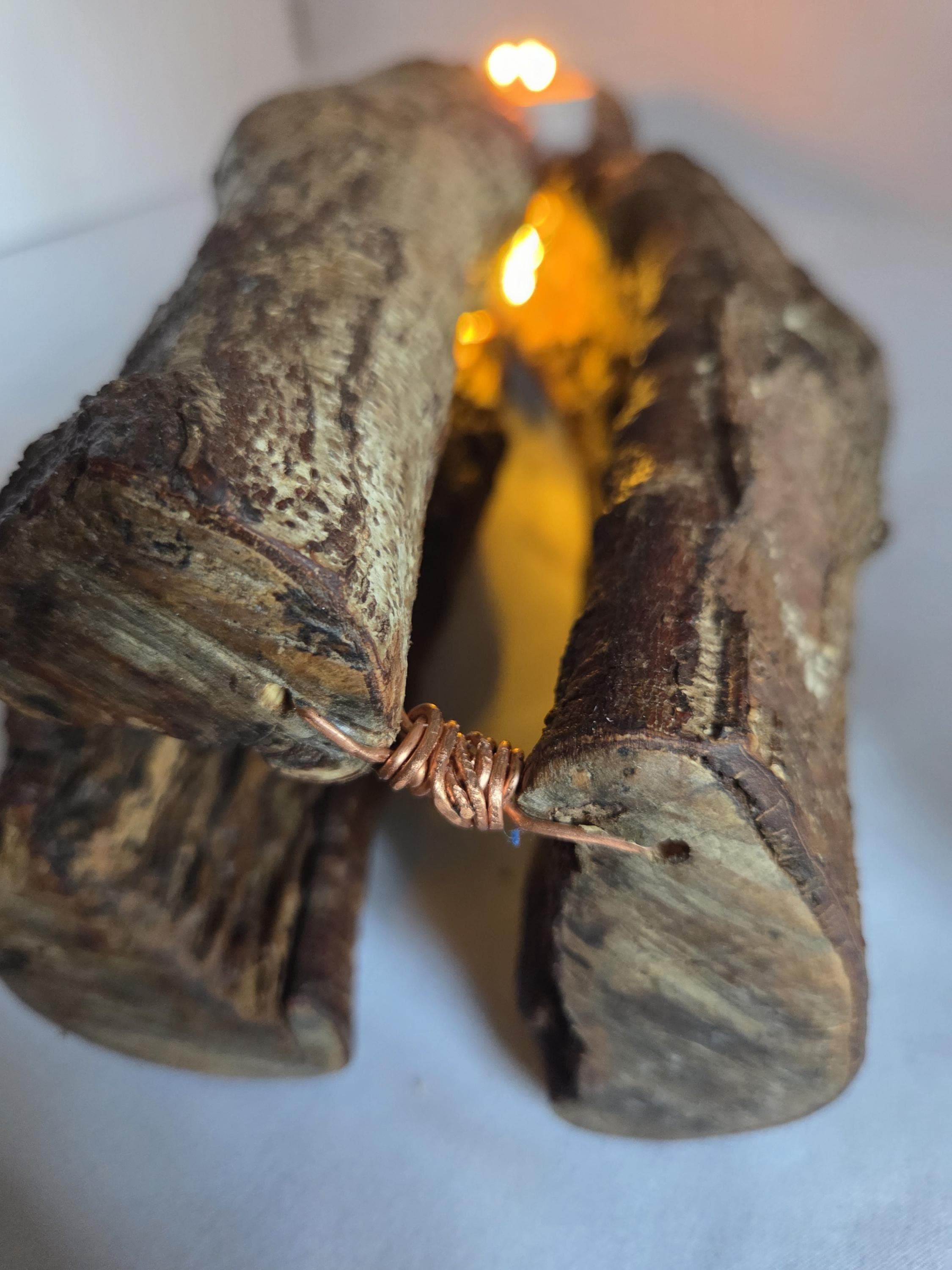 Tealight Holder with Fairy Lights , Hazel, made in Wotton-under-Edge, Gloucestershire, by Bough & Burrow - View 3
