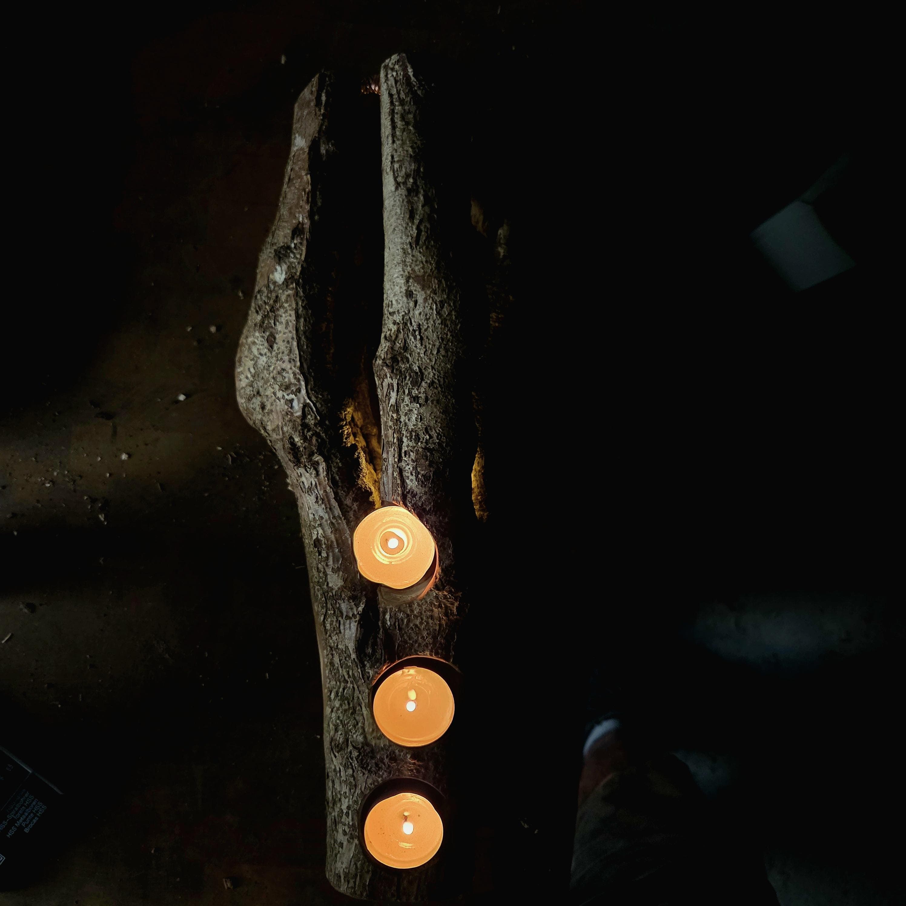 Tealight Holder with Fairy Lights , Hazel, made in Wotton-under-Edge, Gloucestershire, by Bough & Burrow - View 8