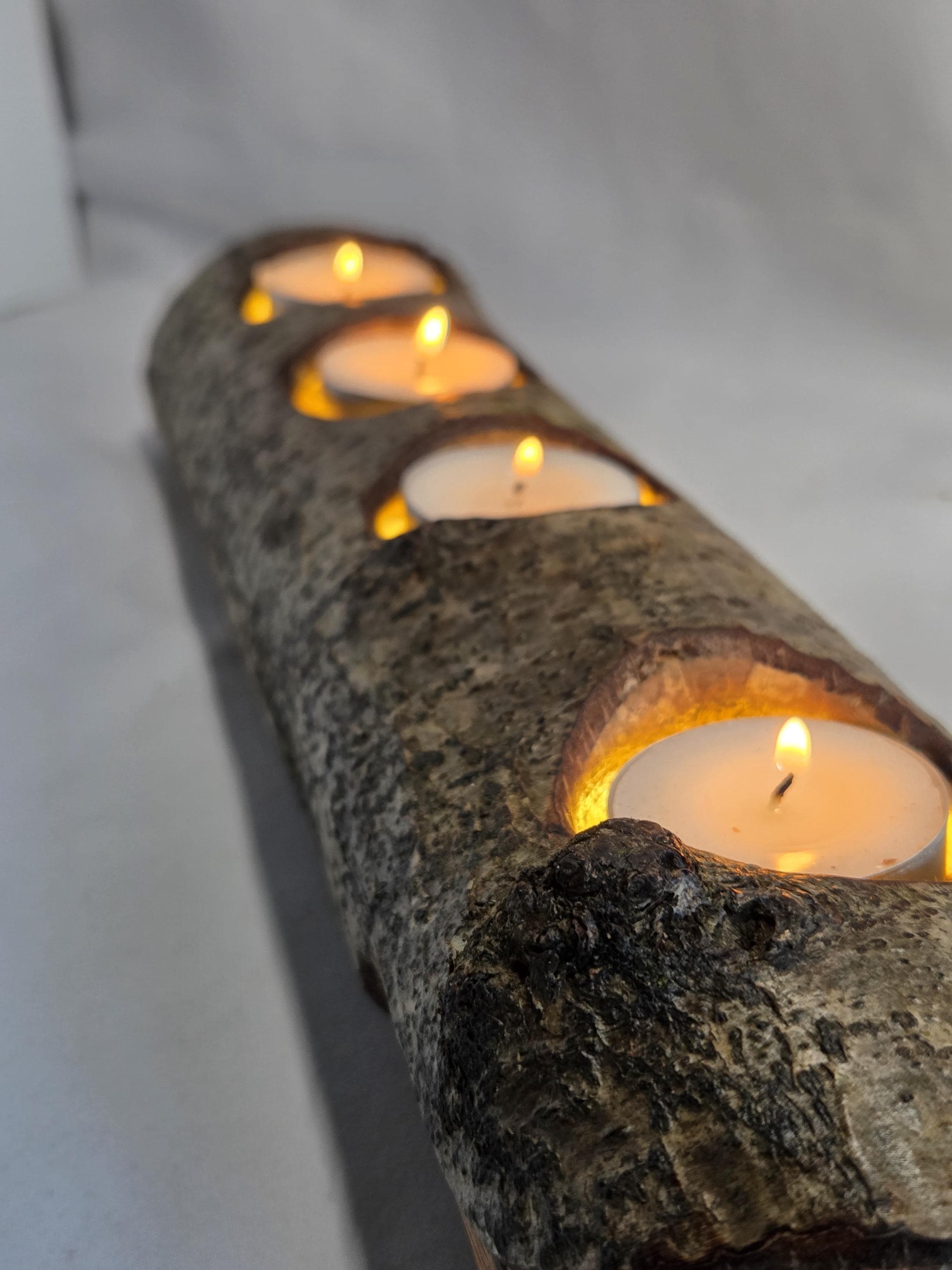 Rustic Tealight Holder with Fairy Lights, made in Wotton-under-Edge, Gloucestershire, by Bough & Burrow - View 3