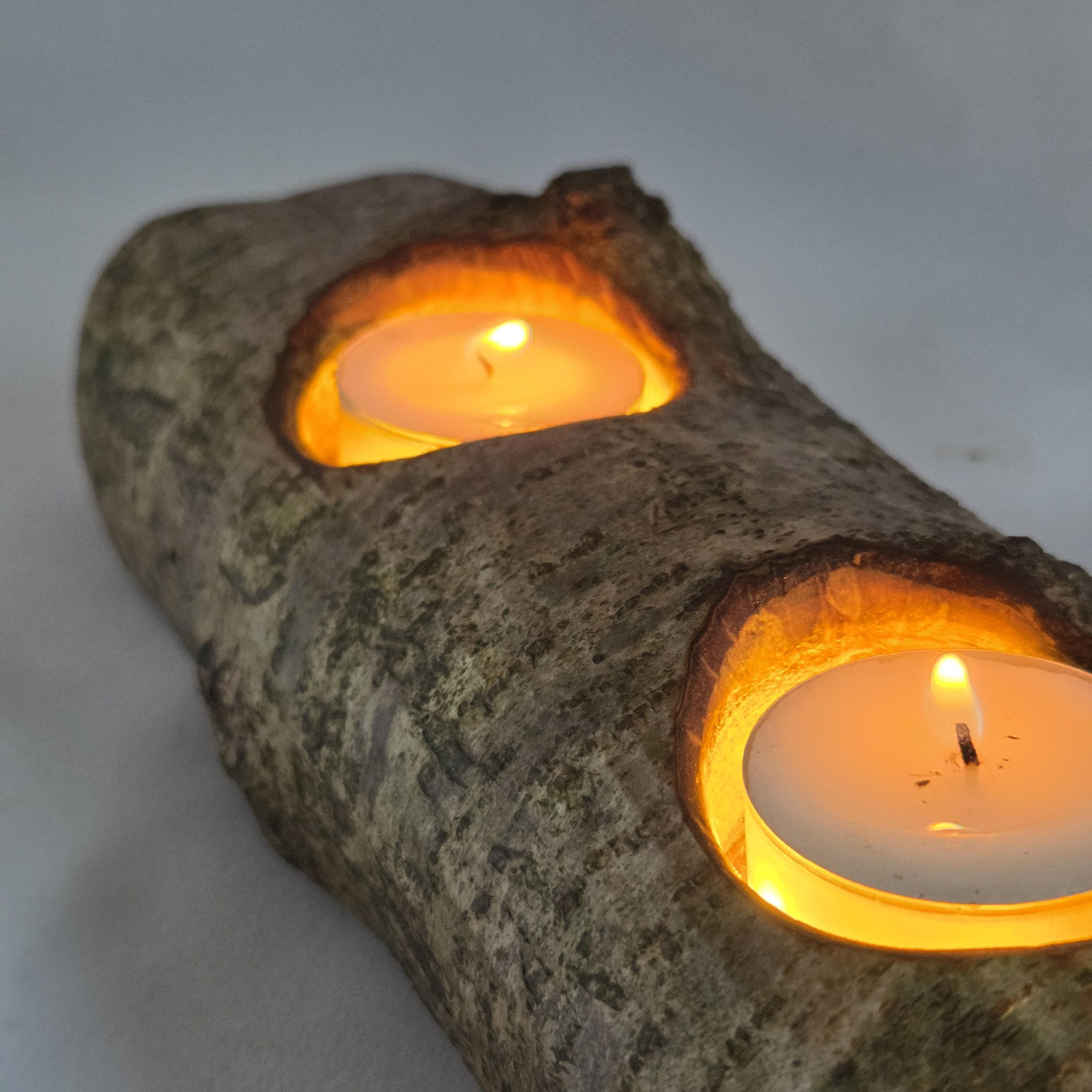 Rustic Tealight Holder with Fairy Lights, made in Wotton-under-Edge, Gloucestershire, by Bough & Burrow - View 8