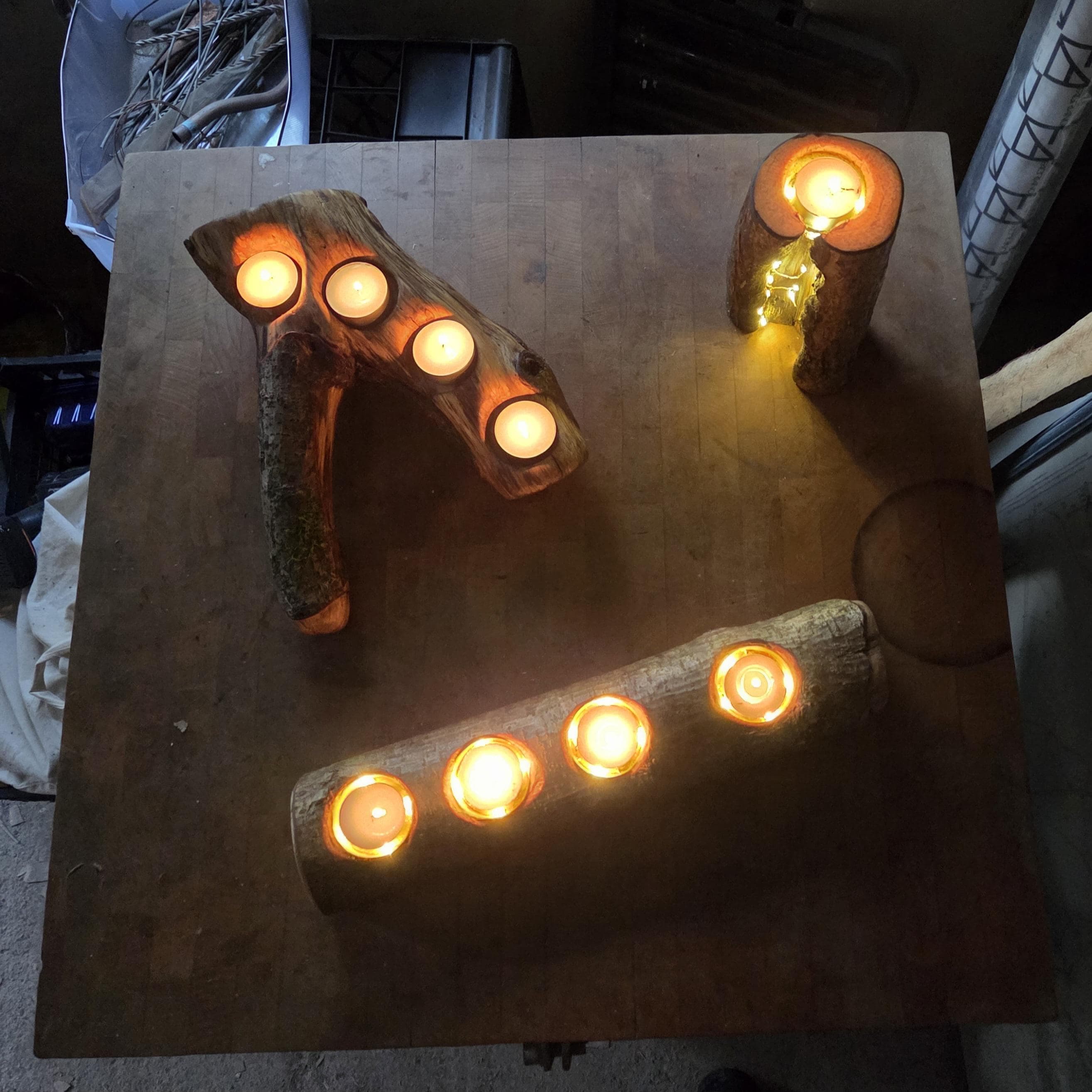 Rustic Tealight Holder with Fairy Lights, made in Wotton-under-Edge, Gloucestershire, by Bough & Burrow - View 10